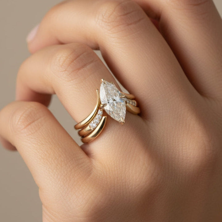 Draped Crown Golden Ring