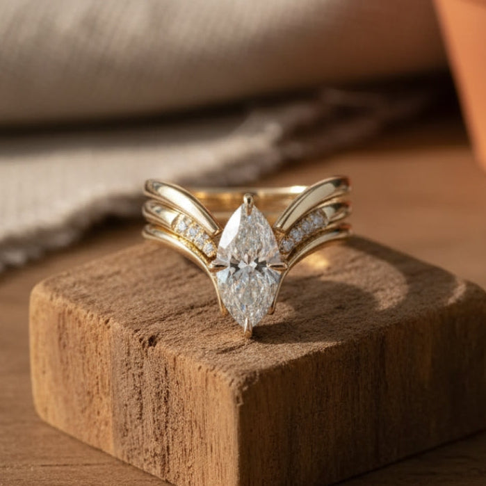 Draped Crown Golden Ring
