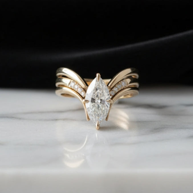 Draped Crown Golden Ring