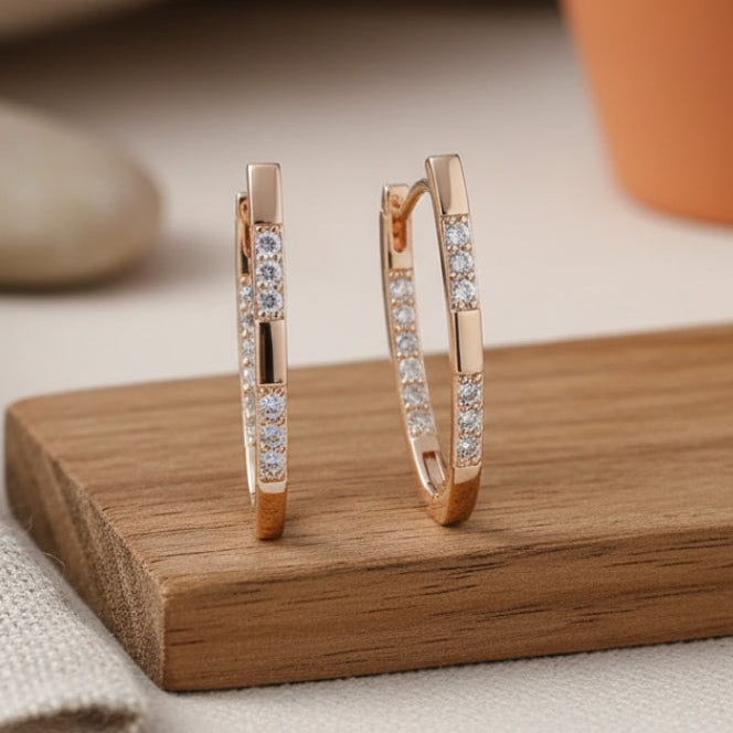 Sophisticated Gold Earrings with Zirconia Accents