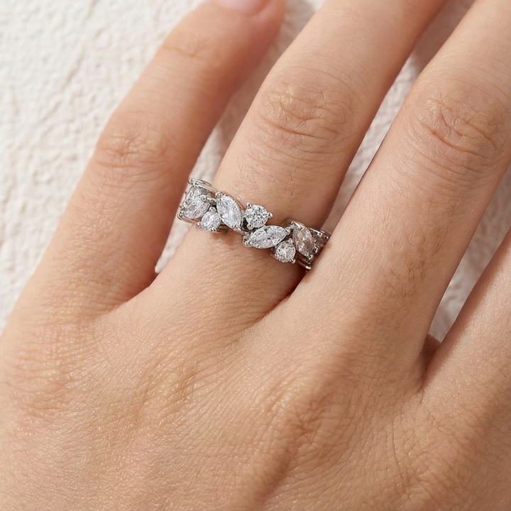 Antique Marquise and Round Diamond Eternity Band