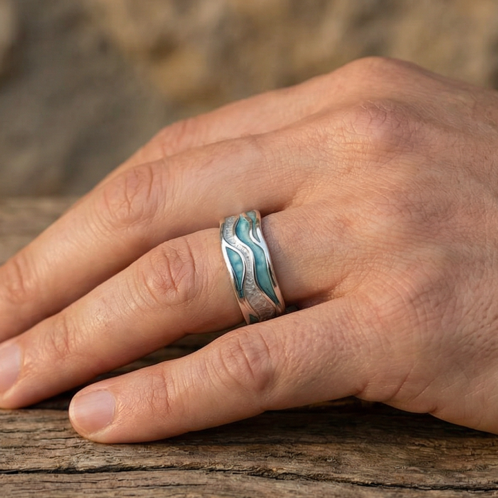 Turquoise Silver Wave Ring