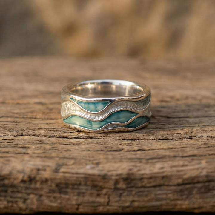 Turquoise Silver Wave Ring