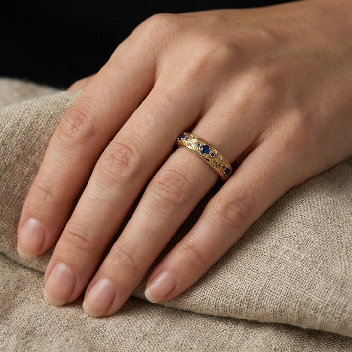 Stunning Blue Zirconia Leaf-Inspired Ring