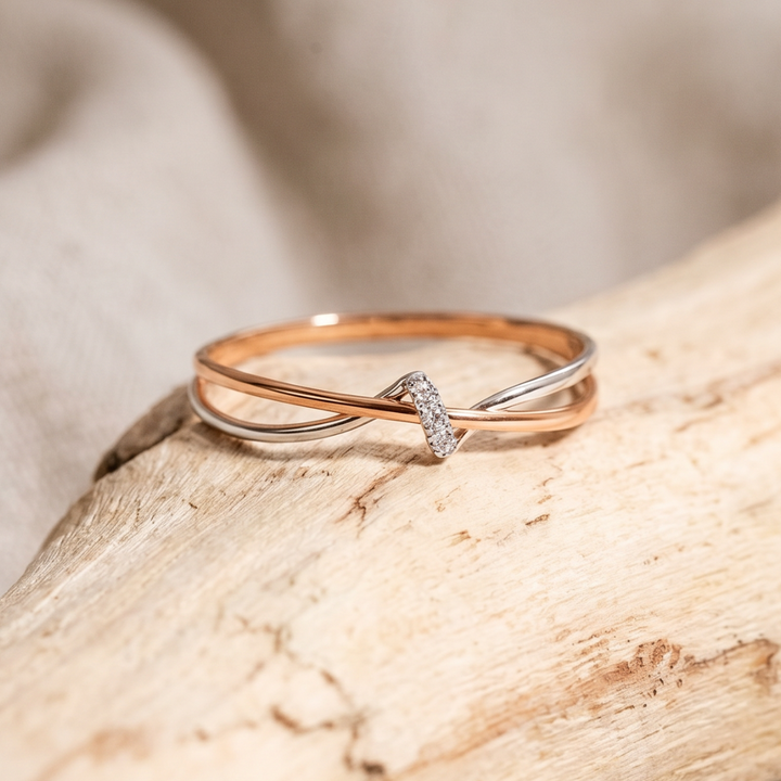 Retro Gold and Silver Twisted Band Ring