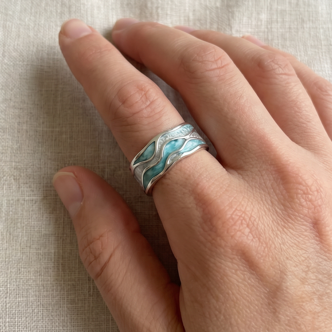 Turquoise Seasilver Wave Ring