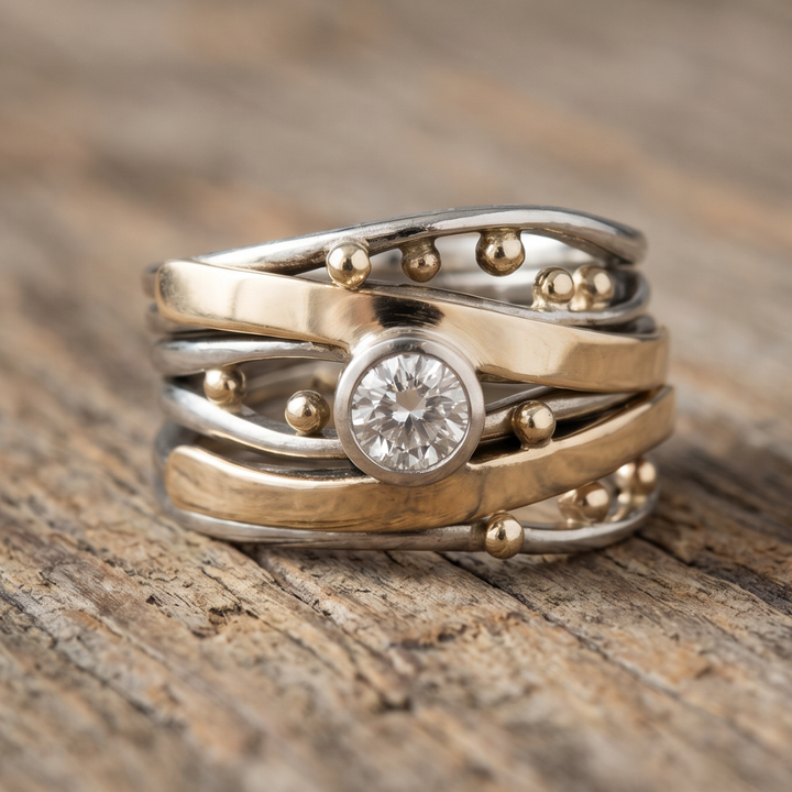 Royal - Antique Gold Inlaid Zirconia Band