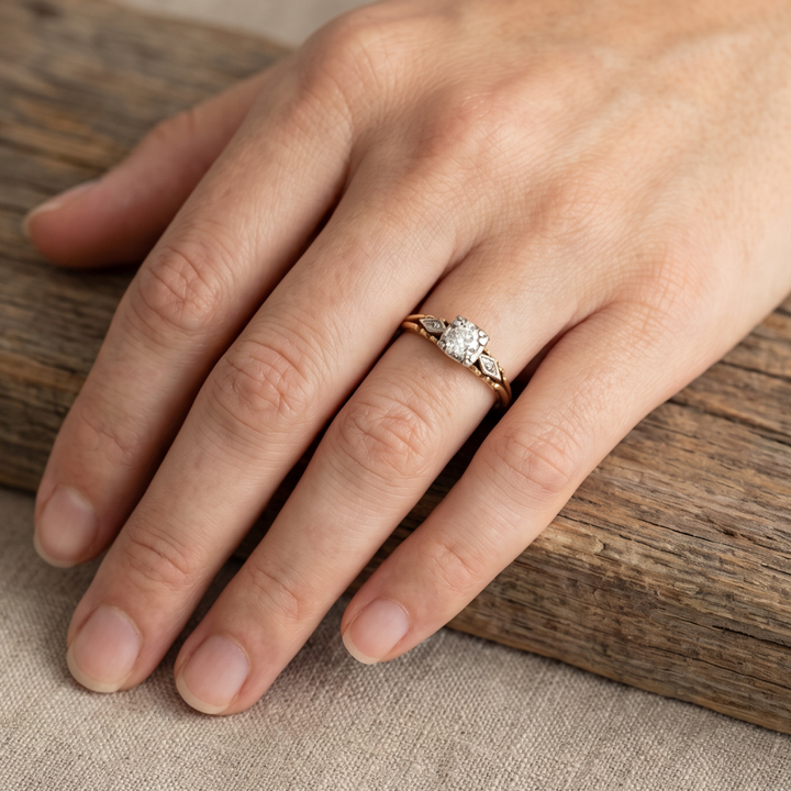 Antique Zirconia 14K Gold Ring