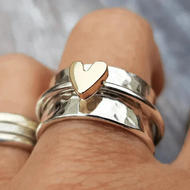 Antique Silver and Gold Heart-Shaped Ring