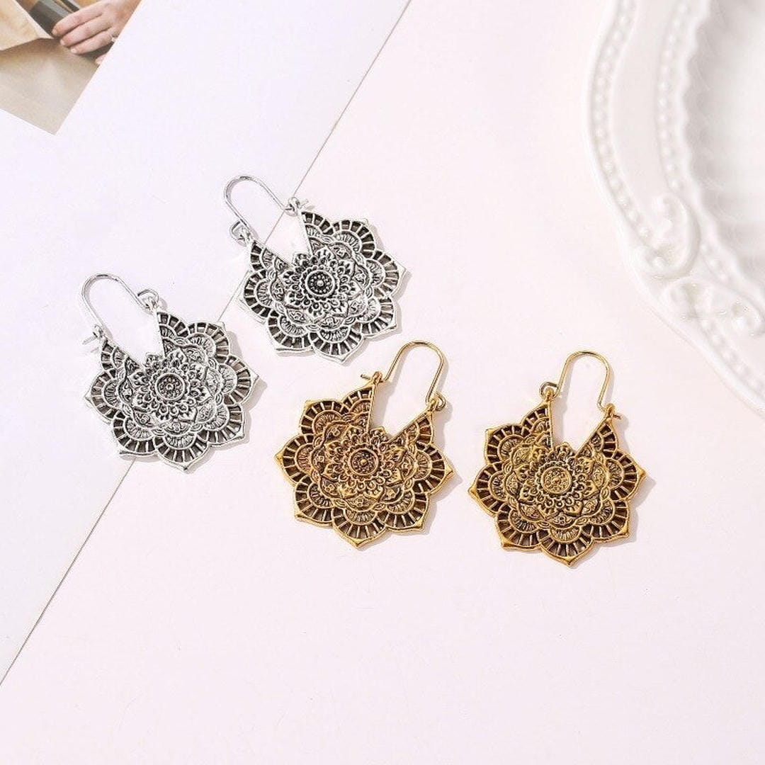 Lotus Flower Mandala Earrings