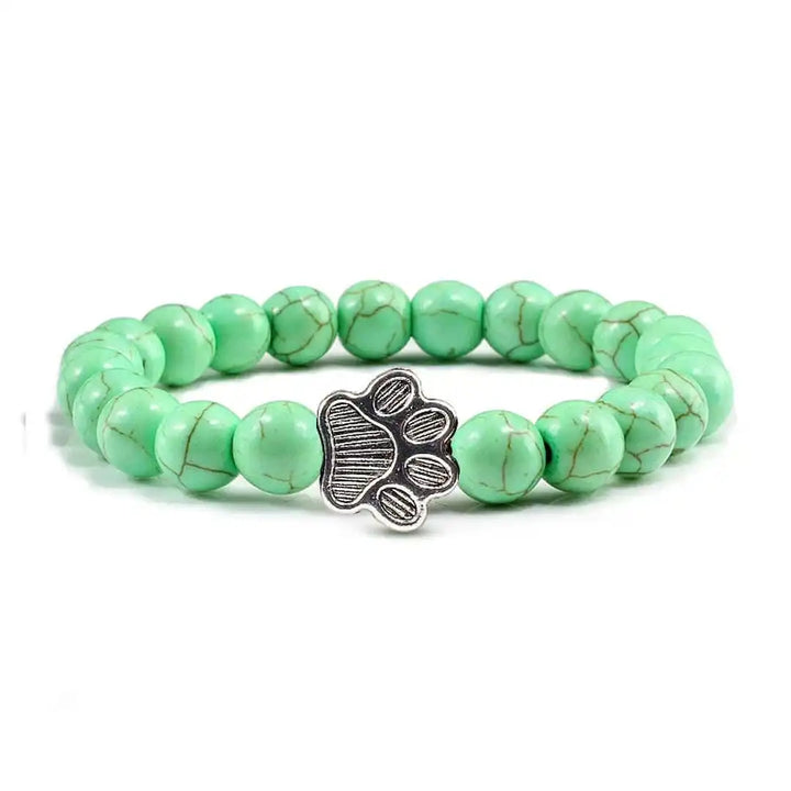 Natural Stone Paw Print Bead Bracelet
