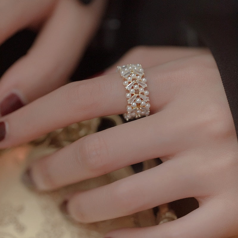 Opulent Gold Pearl Ring