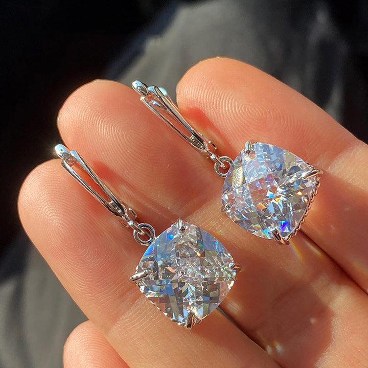 White Gold Zirconia Dangle Earrings