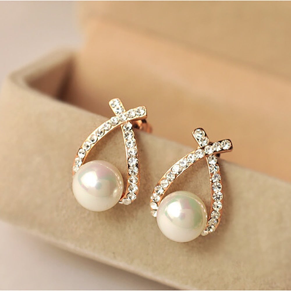 Sparkling Pearl Drop Earrings