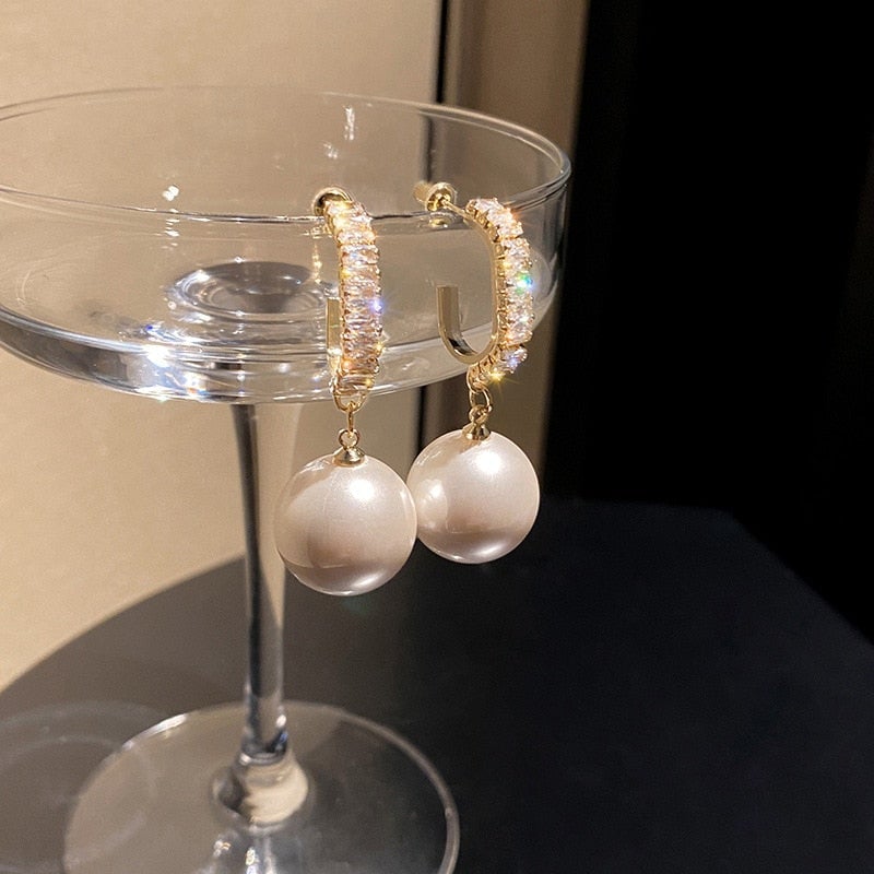 Elegant Pearl and Zirconia Earrings