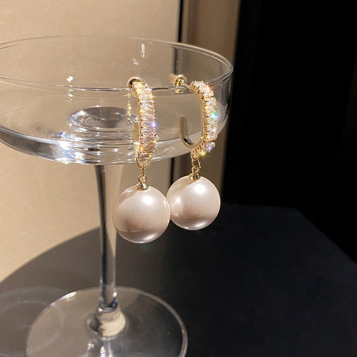 Elegant Pearl and Zirconia Earrings