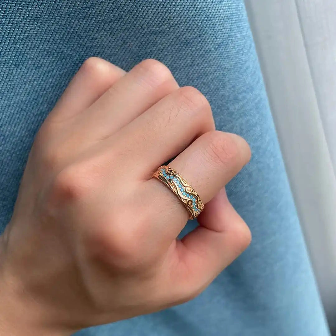 Antique Rose Gold Turquoise Ring