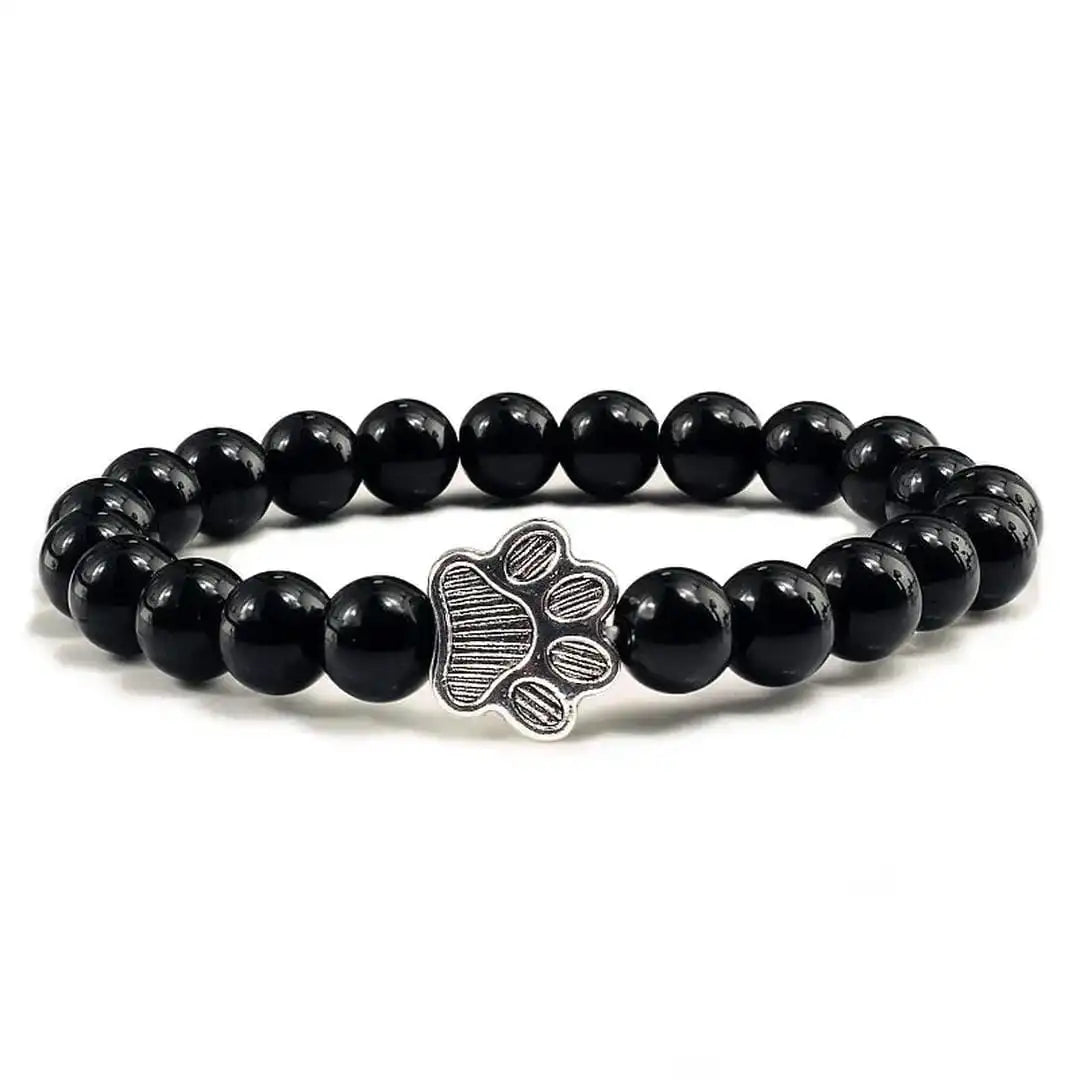 Natural Stone Paw Print Bead Bracelet