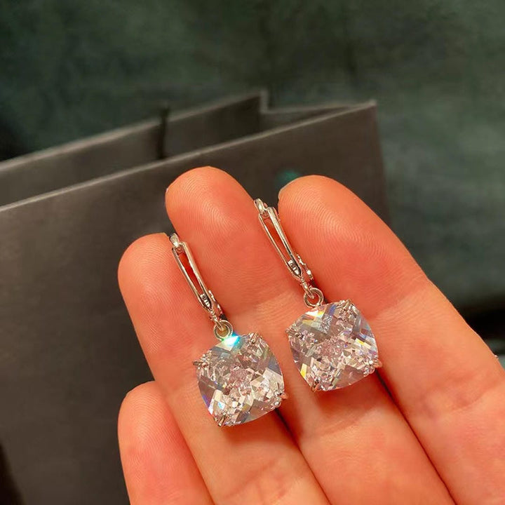 White Gold Zirconia Dangle Earrings