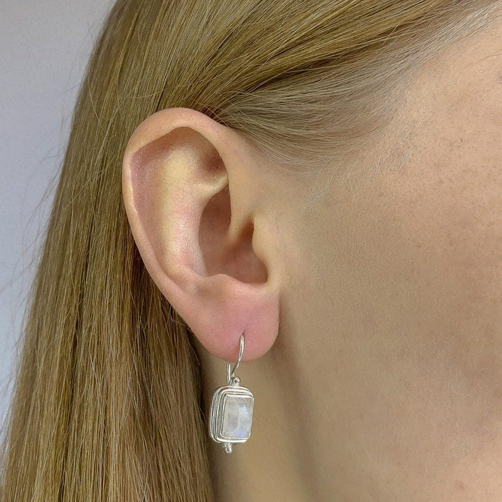 Radiant Square Moonstone Earrings