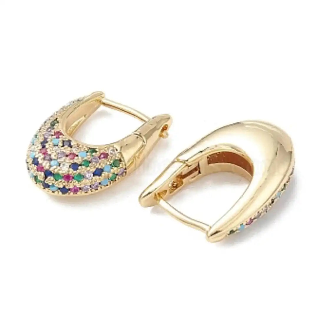 Stylish Vibrant Gemstone Inlay Earrings