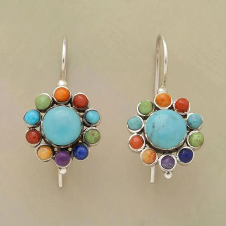 Iris - Retro Turquoise Hoop Earrings