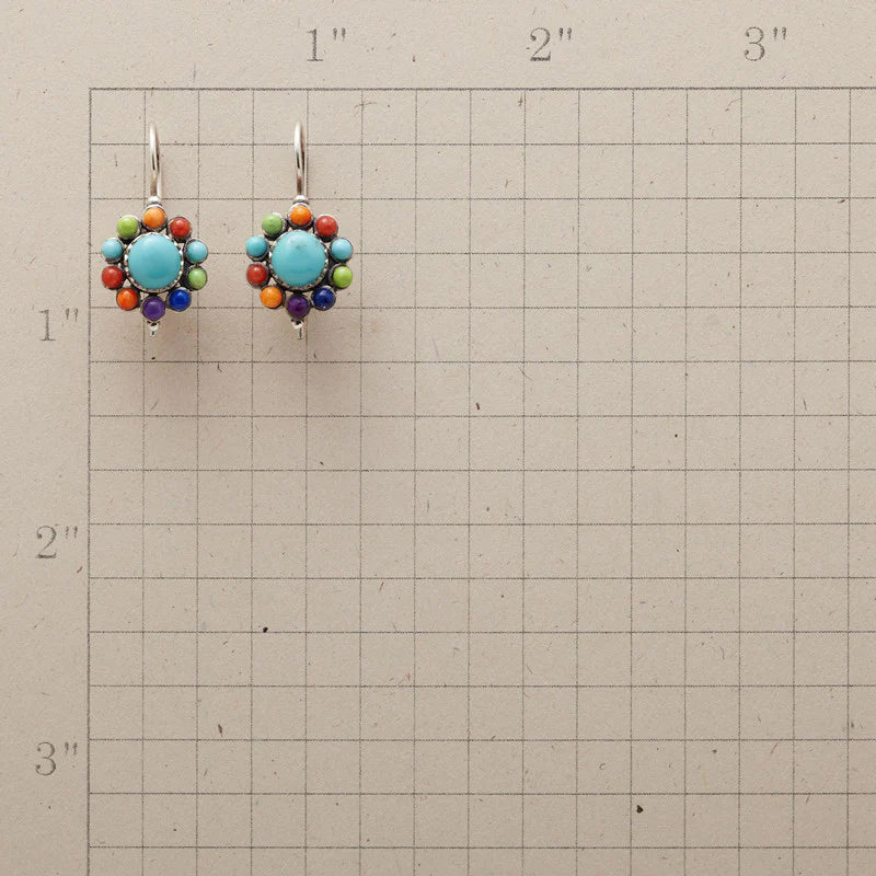 Iris - Retro Turquoise Hoop Earrings