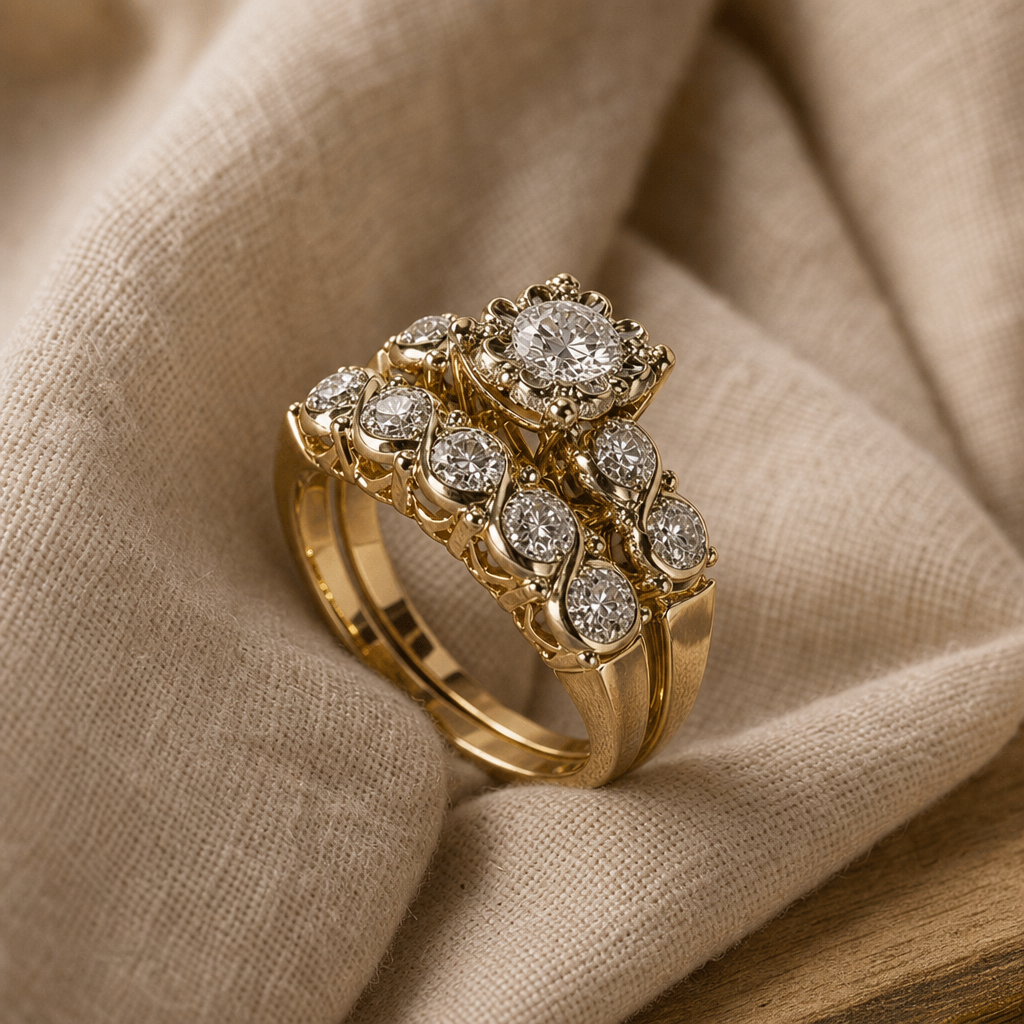Elegant Radiant Cluster Gold Ring