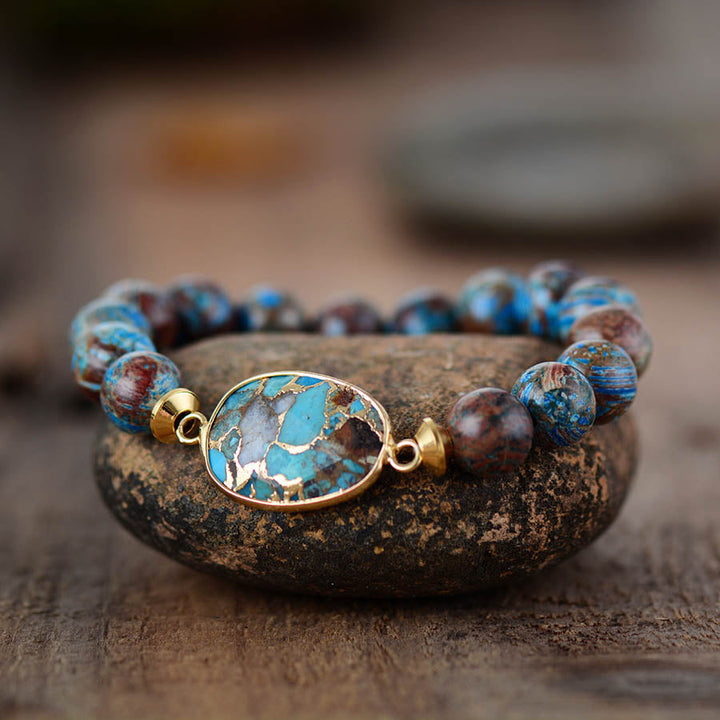 Bronzite Beaded Charm Bracelet