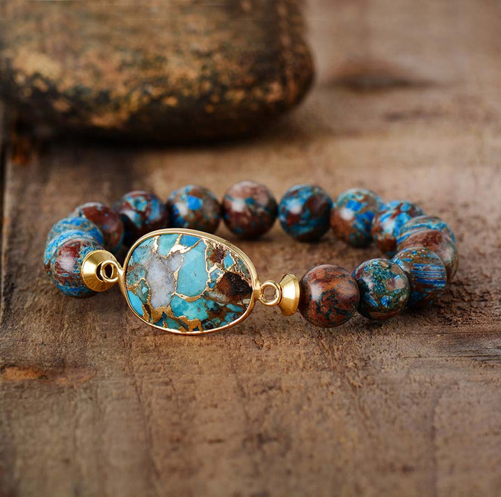 Bronzite Beaded Charm Bracelet