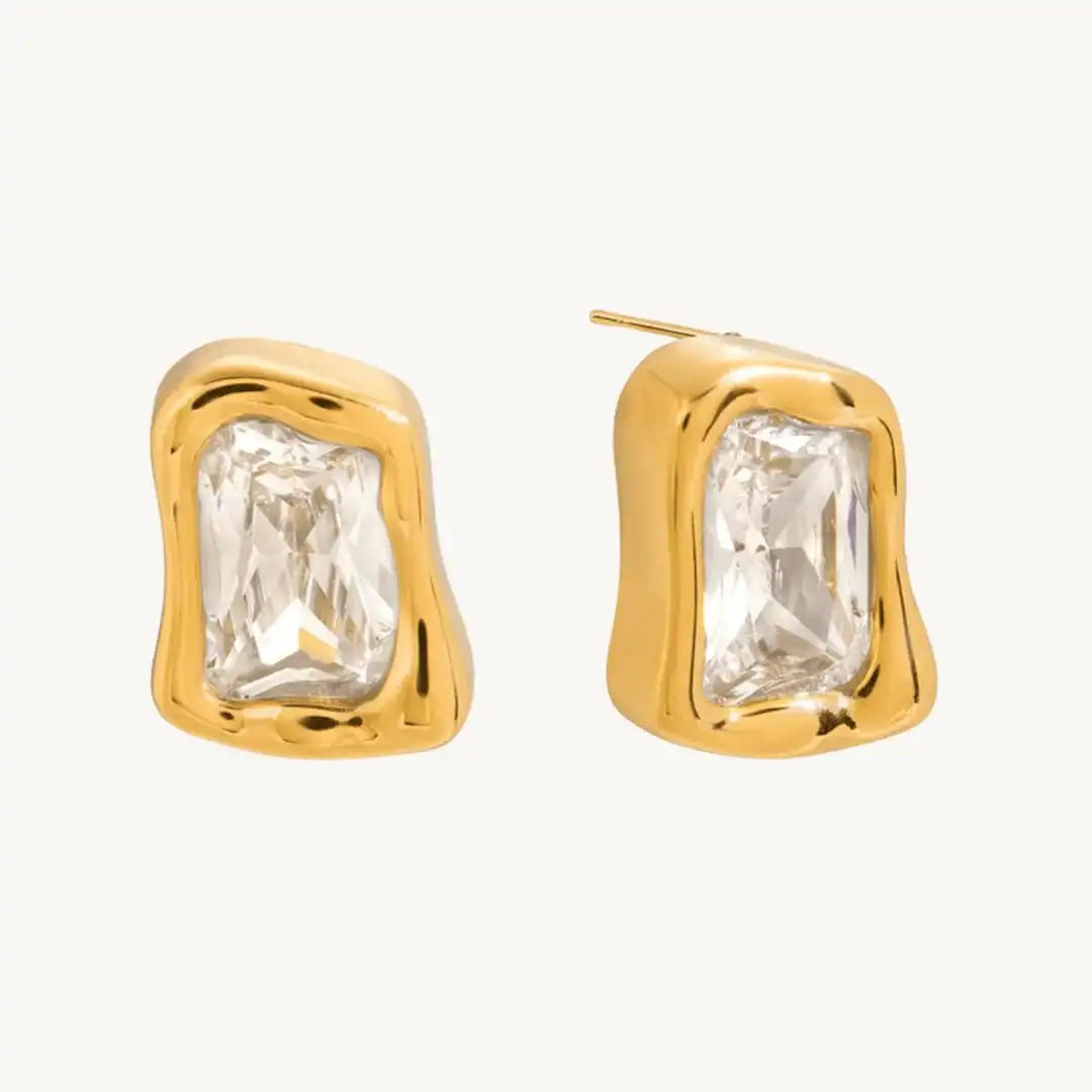 Classic Gold Square Zircon Earrings