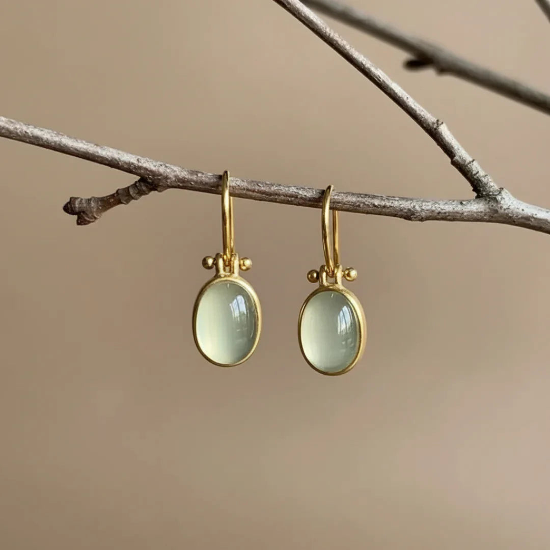 Retro Green Moonstone Earrings