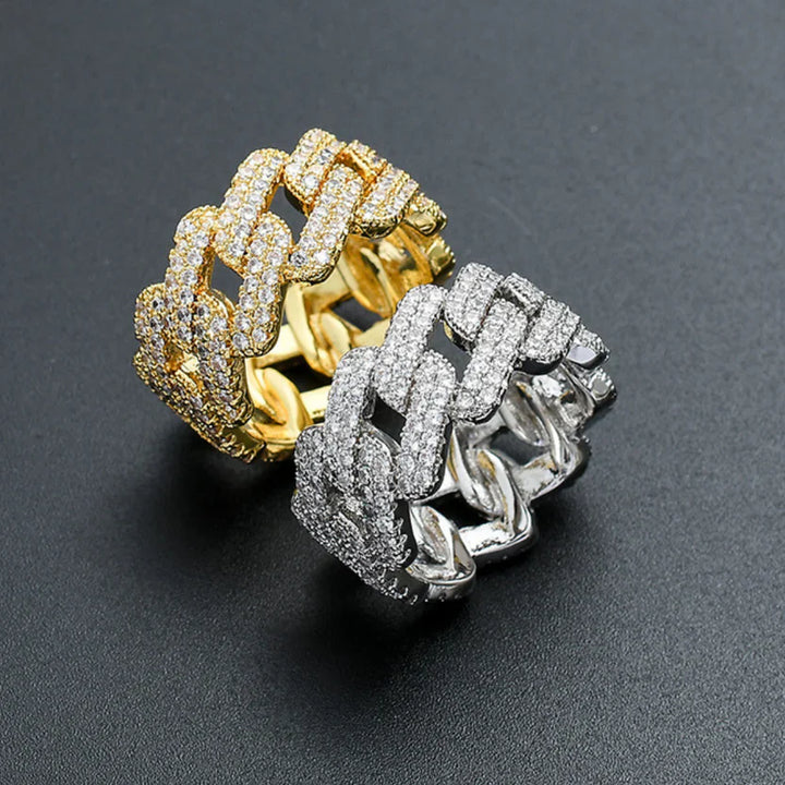 Sophisticated Zirconia-Embedded Gold and Silver Ring