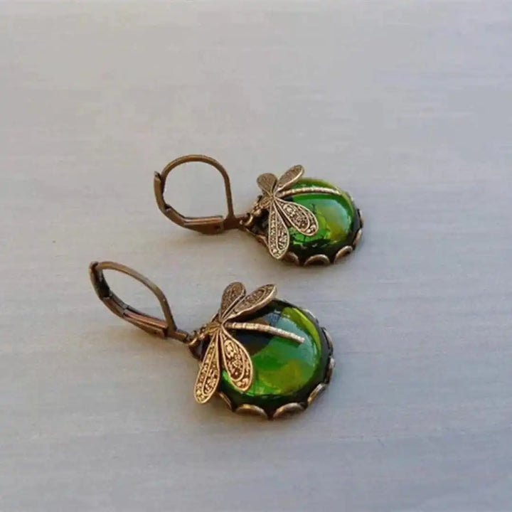 Vintage Gold Dragonfly Earrings
