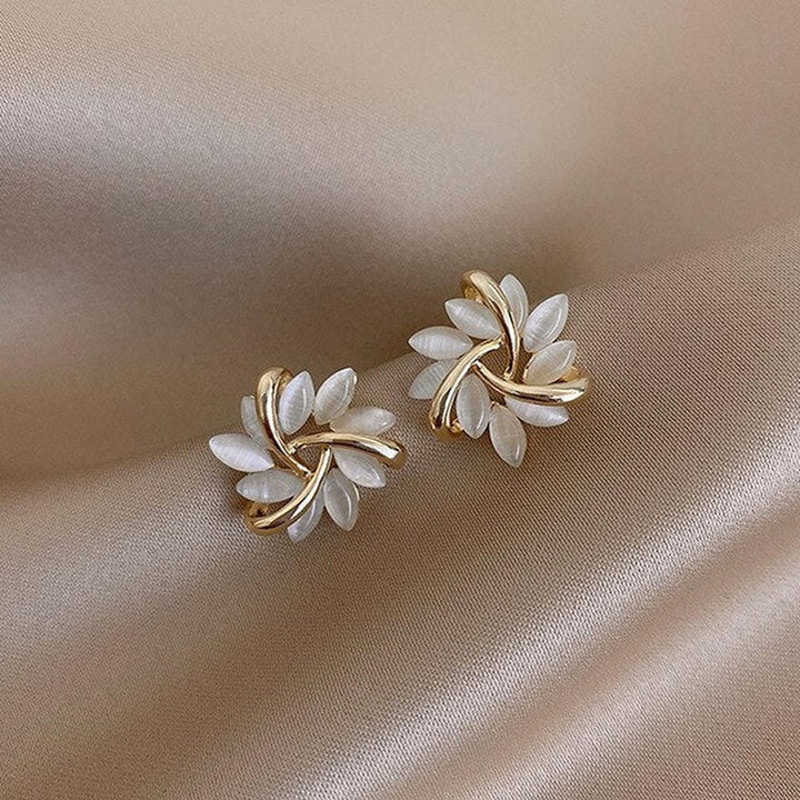 Floral White Opal Earrings