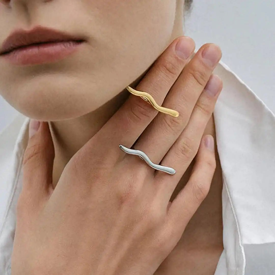 Sleek Golden Branch Ring
