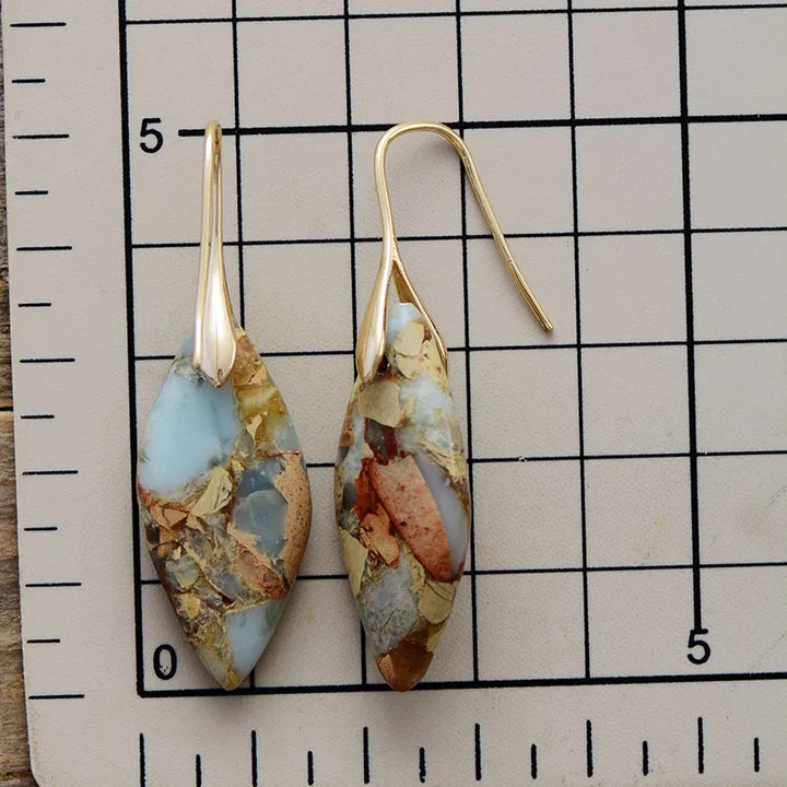 Natural Jasper and Gold Teardrop Earrings