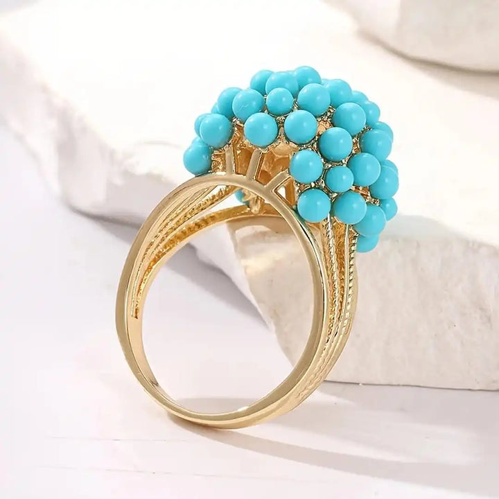 Bohemian Stacked Ring with Turquoise Stone Beads