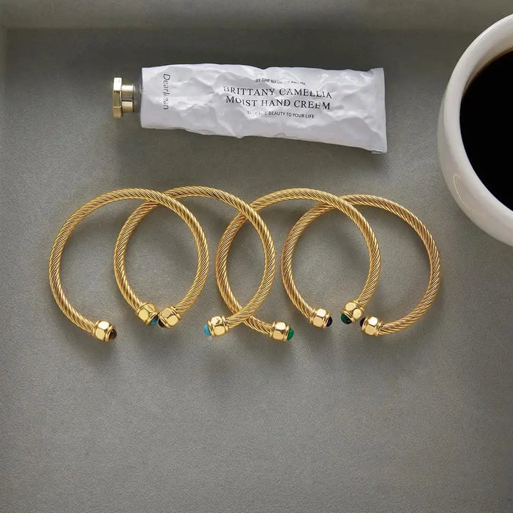Retro Gold Adjustable Gemstone Bracelet