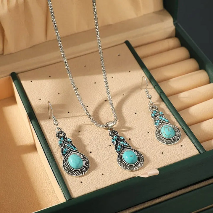 Retro Turquoise Stone Jewelry Collection