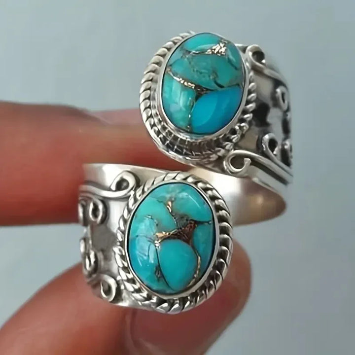 Charming Retro Turquoise Cross Band Ring