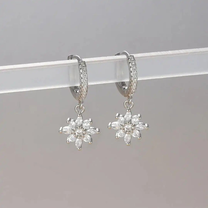 Timeless Crystal Snowflake Dangle Earrings