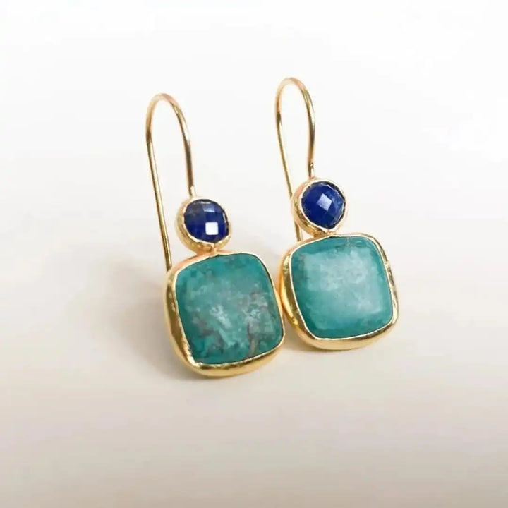 Antique Decorative Gold and Turquoise Earrings