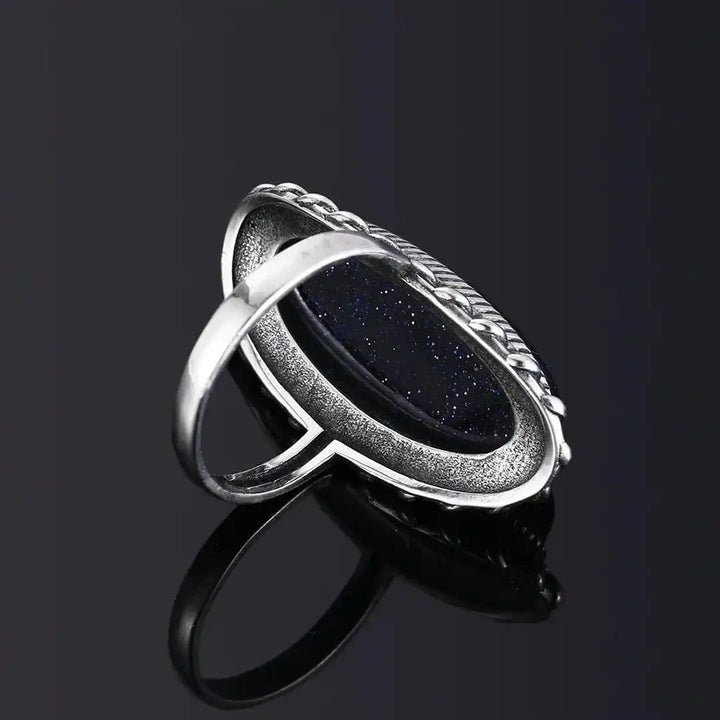 Antique Silver Blue Sandstone Ring