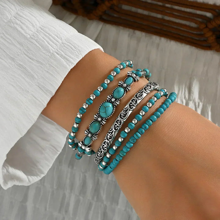 Bohemian Turquoise Gemstone Bracelet Collection