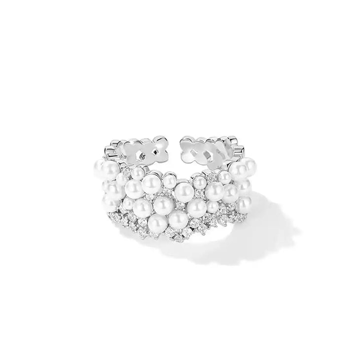 Retro Adjustable Pearl and Zirconia Ring