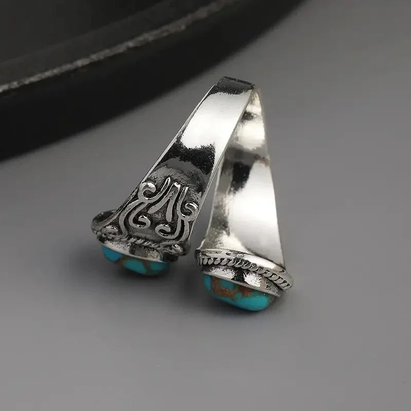 Charming Retro Turquoise Cross Band Ring
