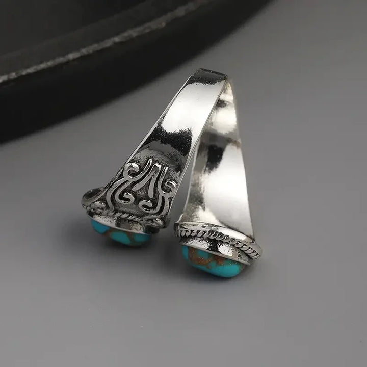 Chic Retro Turquoise Cross Band Ring