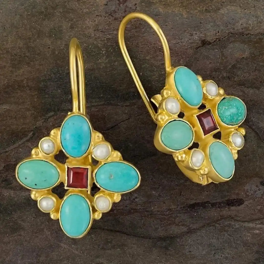 Retro Pearl Gemstone Earrings