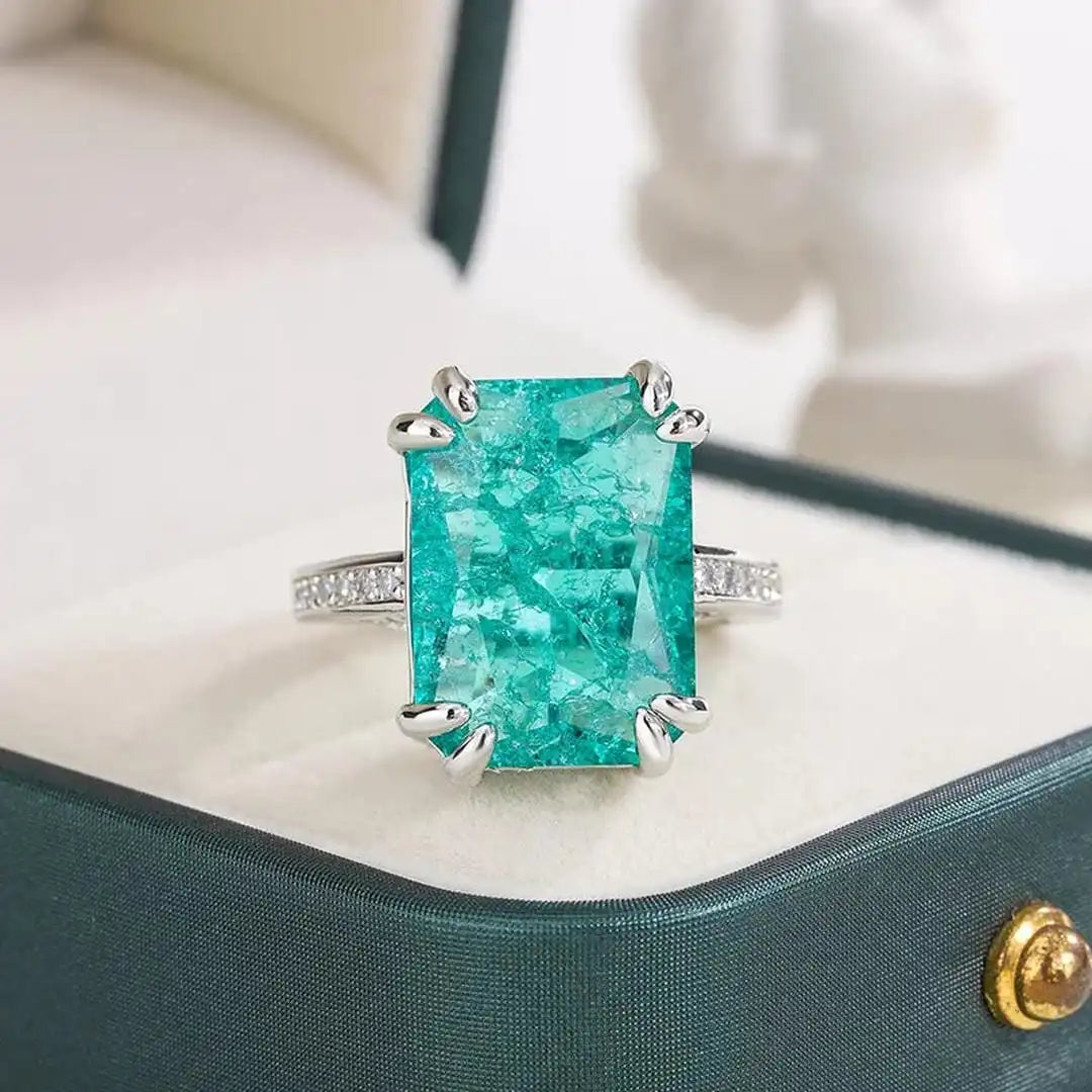 Stunning Blue-Green Moissanite Ring